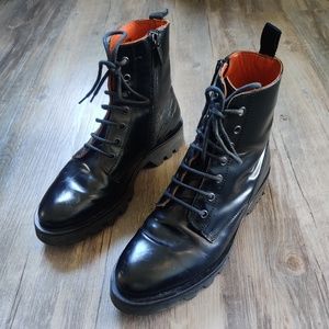 Made in Italy Black Lace up Ankle Combat Boots